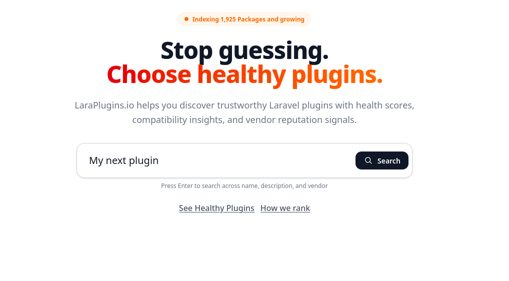LaraPlugins screenshot, what will be your next plugin?