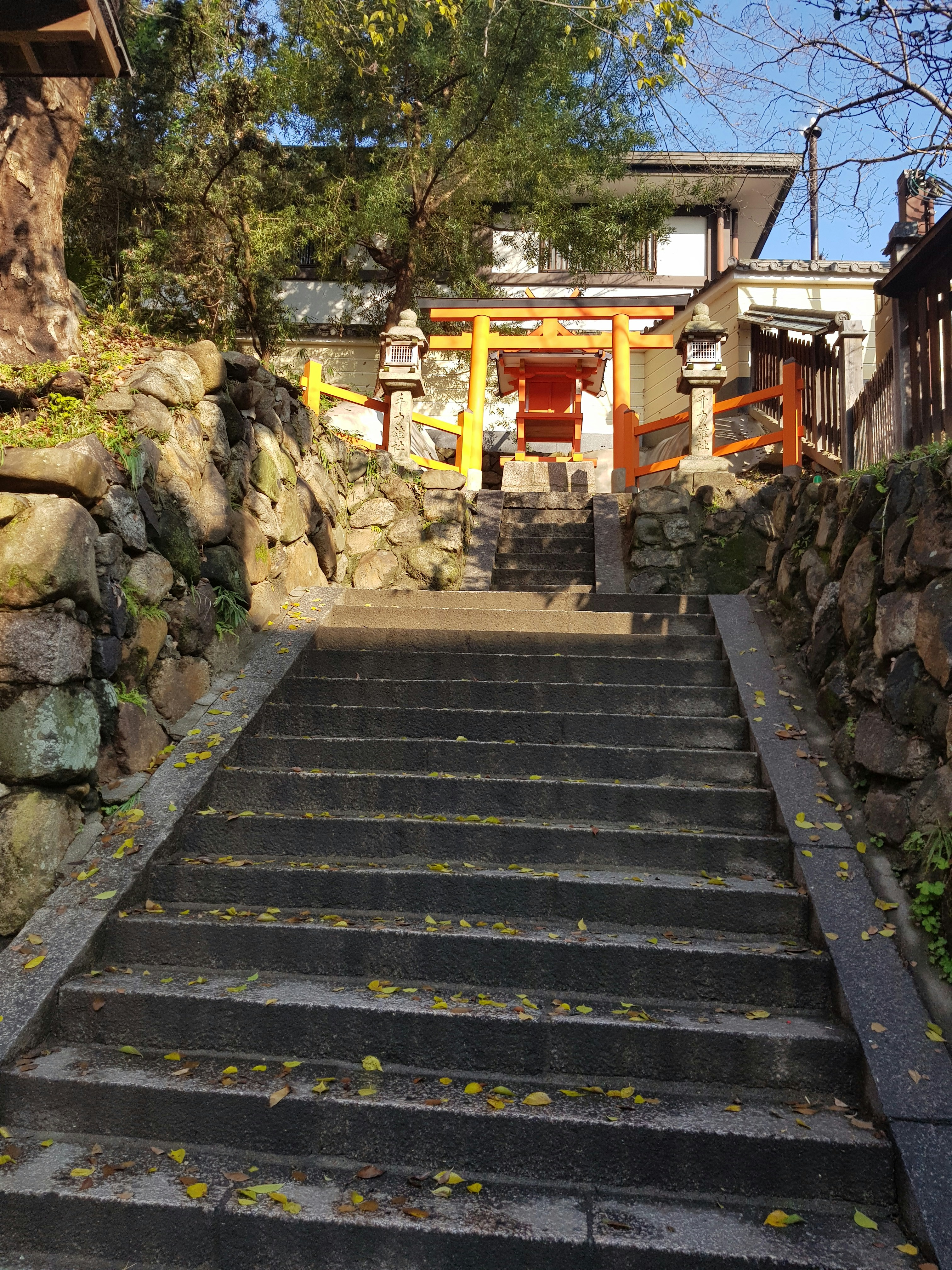 Small shrine in Nara on the side of the road. The stairs to reach it gives a wonderful energy